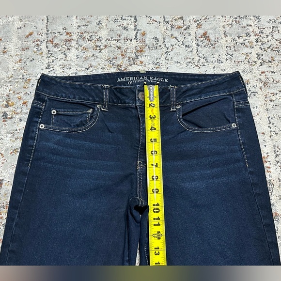 AMERICAN EAGLE Straight leg jeans size 12 long dark wash stretch - Picture 4 of 10